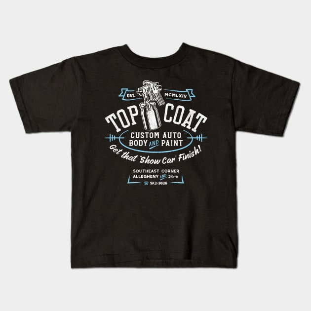 Top Coat Custom Car Paint Shop Kids T-Shirt by artbitz